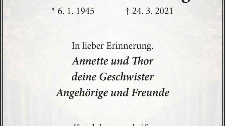 Ernst-Otto Lomberg † 24. 3. 2021