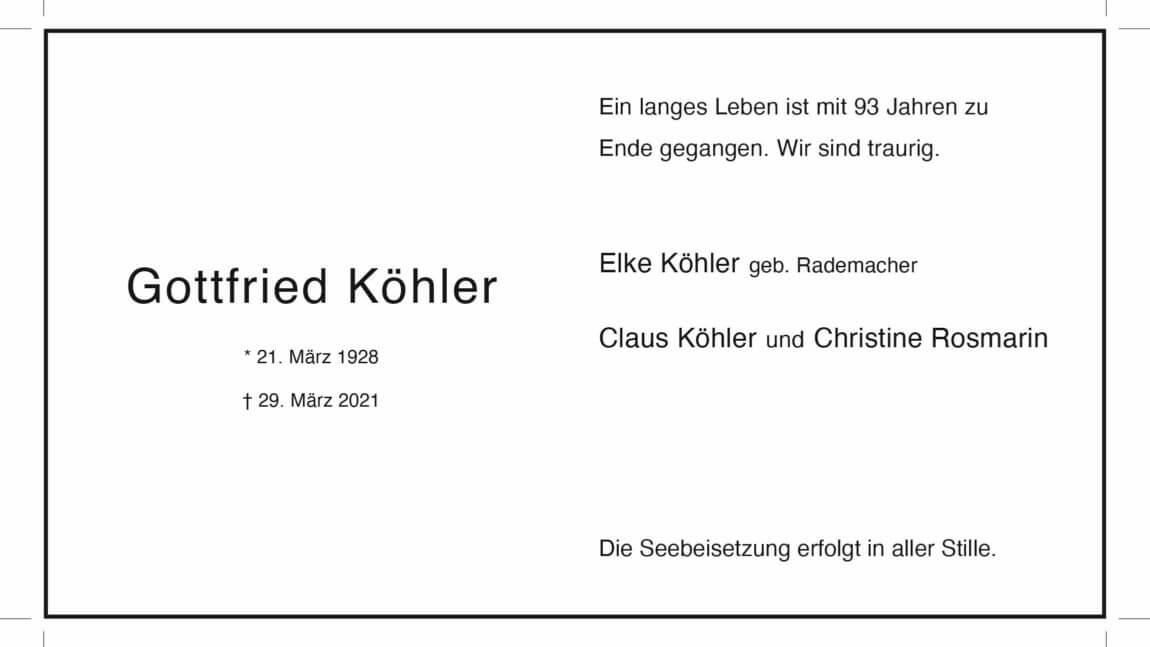 Gottfried Köhler -Danksagung-