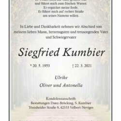 Siegfried Kumbier † 22. 3. 2021