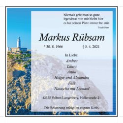 Markus Rübsam † 5. 4. 2021