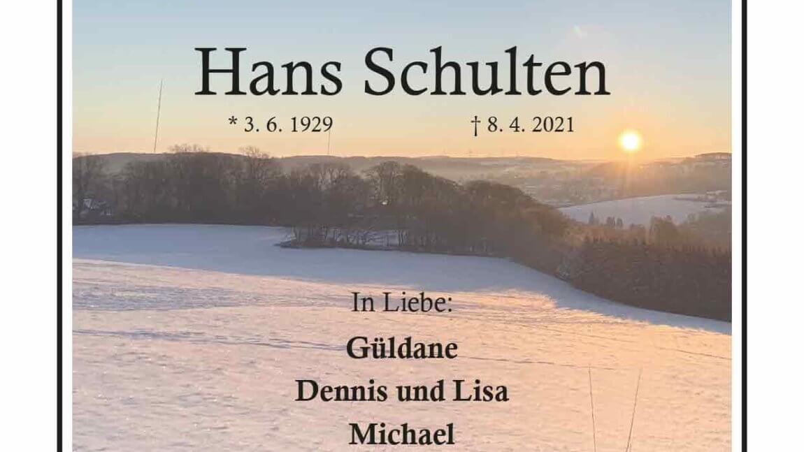 Hans Schulten † 8. 4. 2021