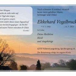 Ekkehard Vogelbruck † 14. 5. 2021