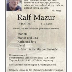 Ralf Mazur † 16. 4. 2021