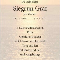 Siegrun Graf † 22. 4. 2021