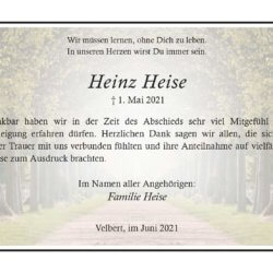 Heinz Heise -Danksagung-