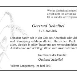Gertrud Scheibel -Danksagung-