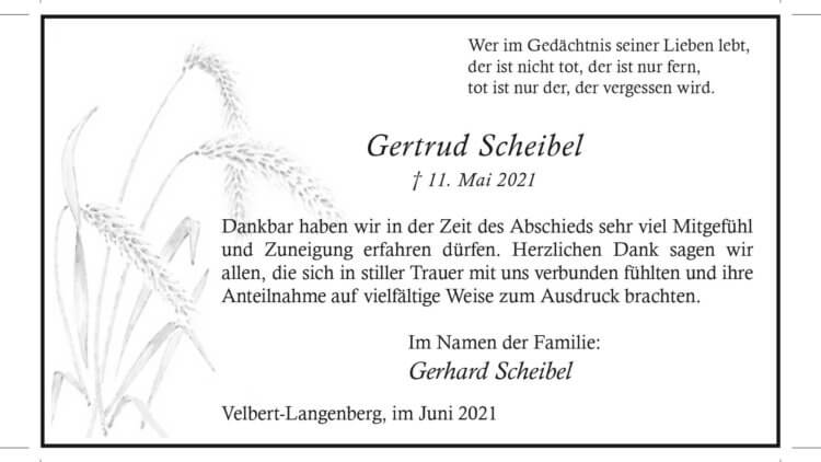 Gertrud Scheibel -Danksagung-