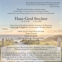 Hans-Gerd Stockter † 15. 6. 2021