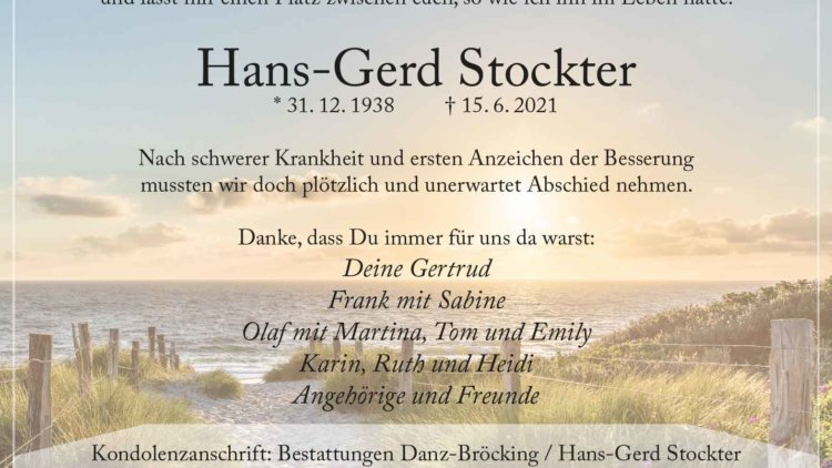Hans-Gerd Stockter † 15. 6. 2021