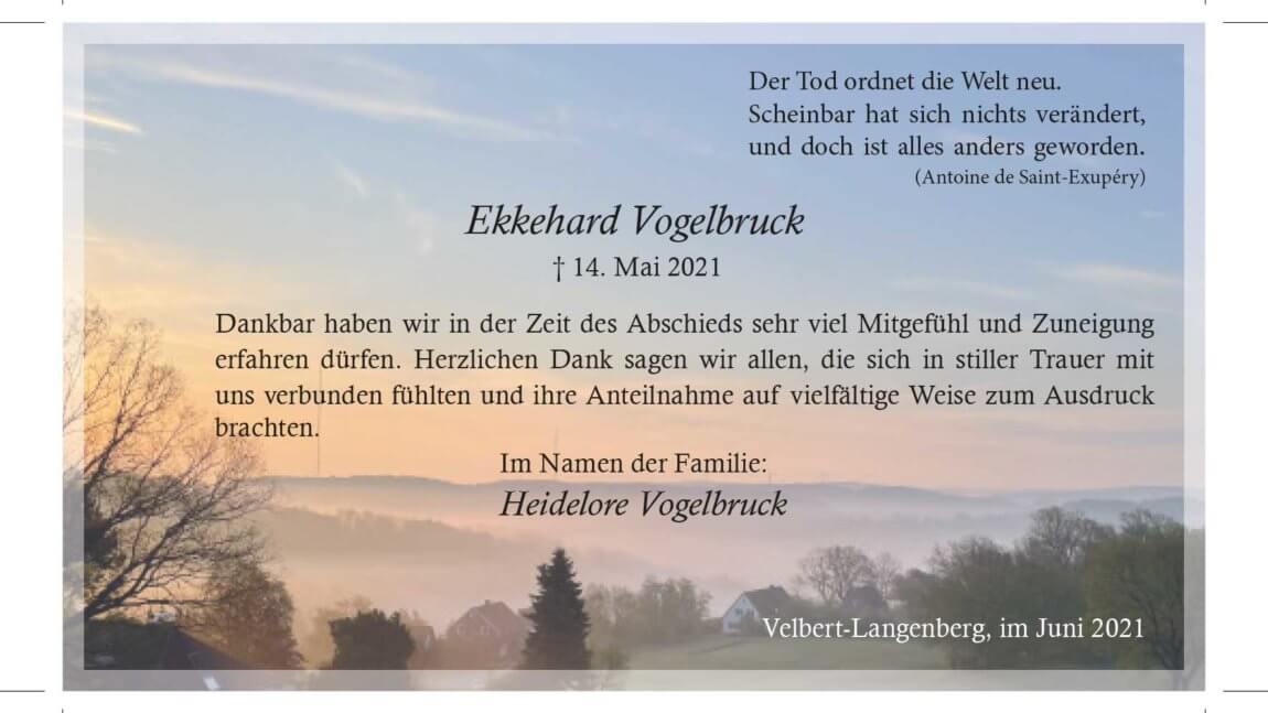 Ekkehard Vogelbruck -Danksagung-