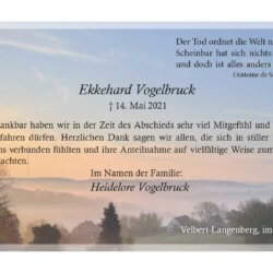 Ekkehard Vogelbruck -Danksagung-