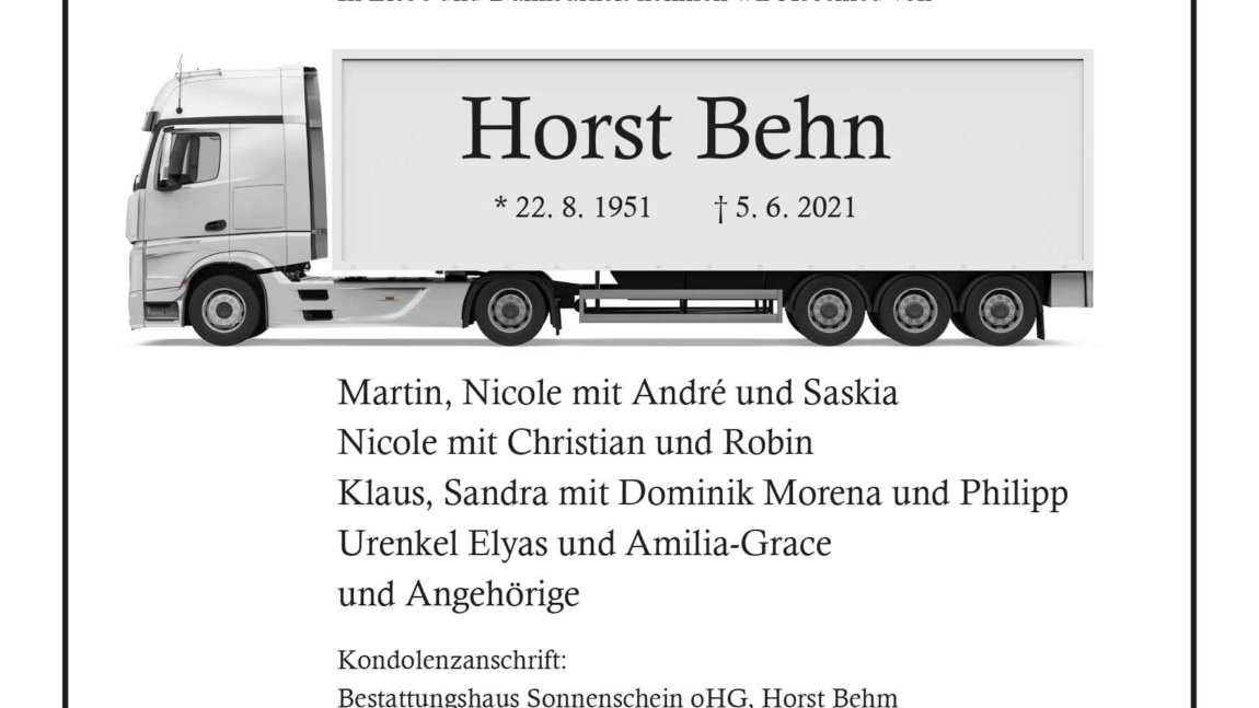 Horst Behn † 5. 6. 2021
