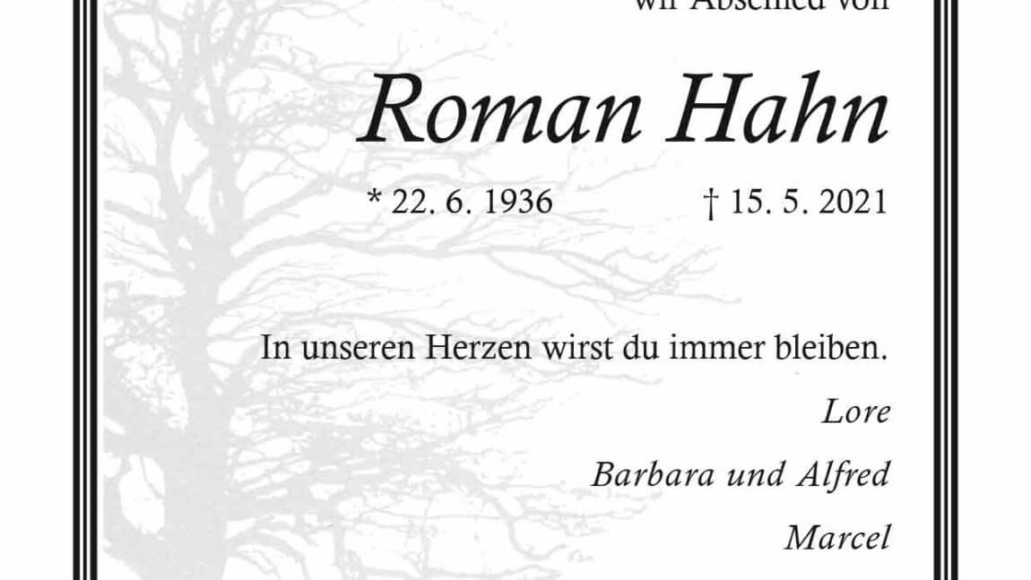 Roman Hahn † 15. 5. 2021