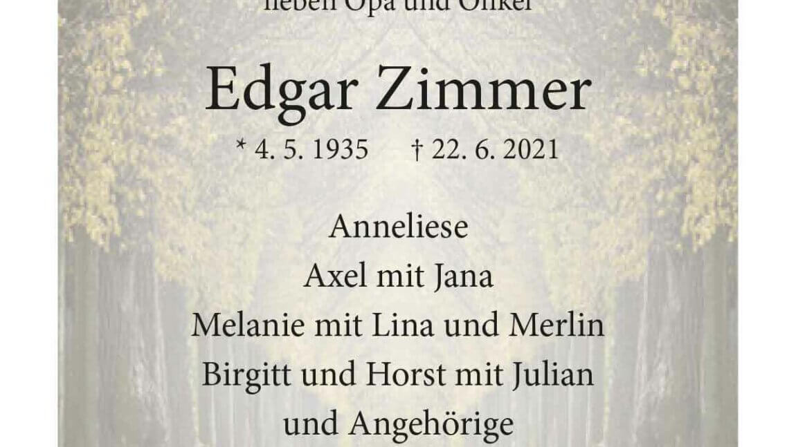 Edgar Zimmer † 22. 6. 2021