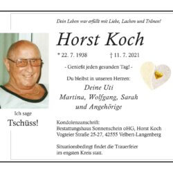 Horst Koch † 11. 7. 2021