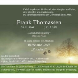 Frank Thomassen † 13. 7. 2021