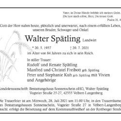 Walter Spätling † 20. 7. 2021