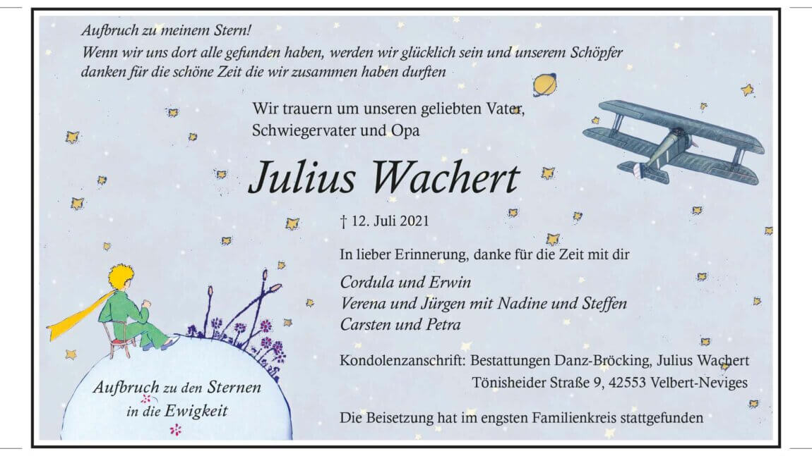 Julius Wachert † 12. 7. 2021
