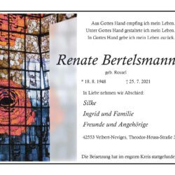 Renate Bertelsmann † 25. 7. 2021