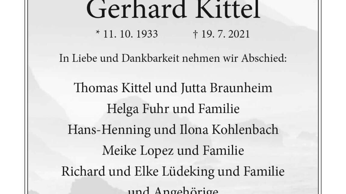 Gerhard Kittel † 19. 7. 2021
