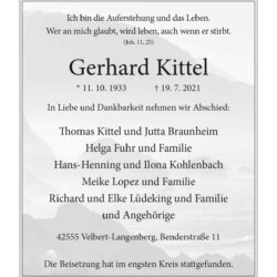 Gerhard Kittel † 19. 7. 2021