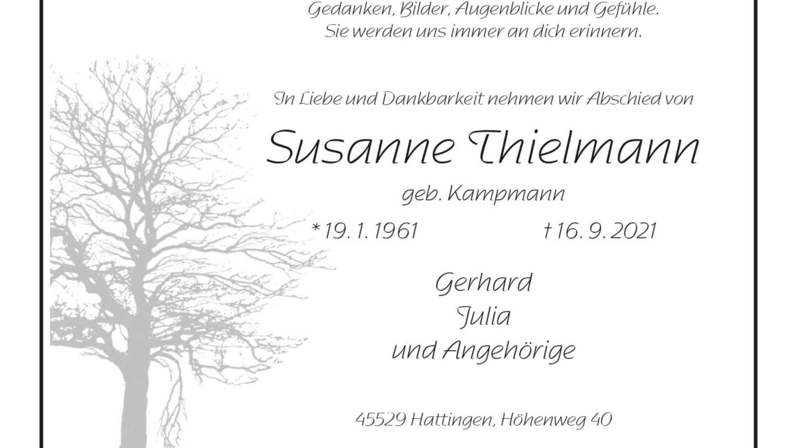 Susanne Thielmann † 16. 9. 2021