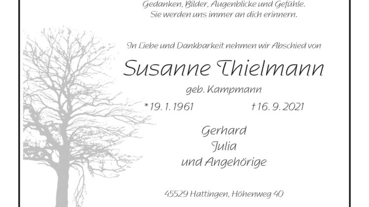 Susanne Thielmann † 16. 9. 2021