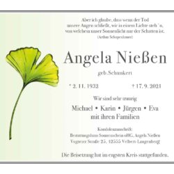 Angela Nießen † 17. 9. 2021