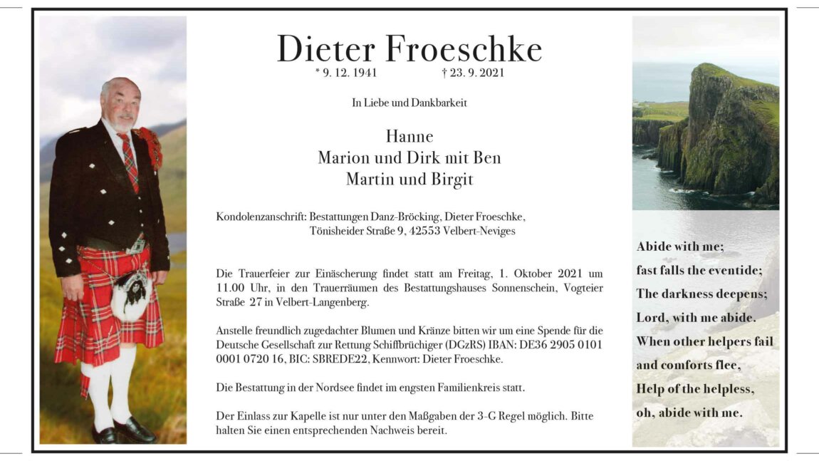 Dieter Froeschke † 23. 9. 2021