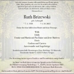 Ruth Brizewski † 4. 10. 2021