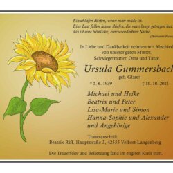 Ursula Gummersbach † 18. 10. 2021