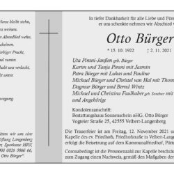 Otto Bürger † 2. 11. 2021