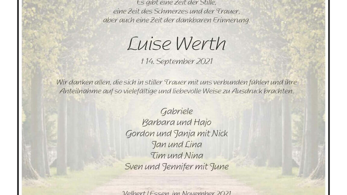 Luise Werth -Danksagung-
