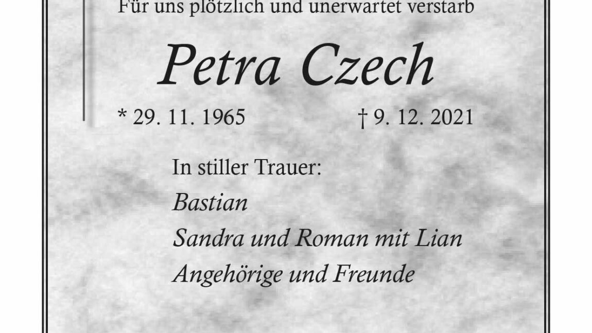 Petra Czech † 9. 12. 2021