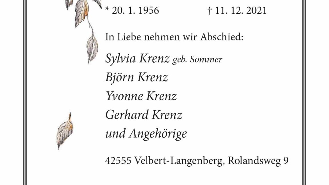 Hans Krenz † 11. 12. 2021