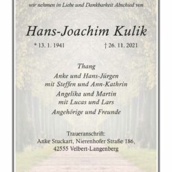 Hans-Joachim Kulik † 26. 11. 2021