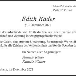 Edith Räder -Danksagung-