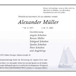 Alexander Müller † 10. 11. 2021