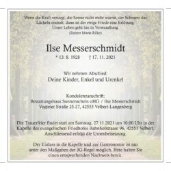 Ilse Messerschmidt † 17. 11. 2021