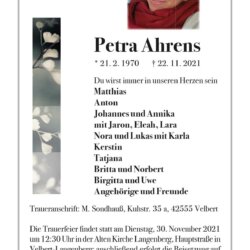 Petra Ahrens † 22. 11. 2021