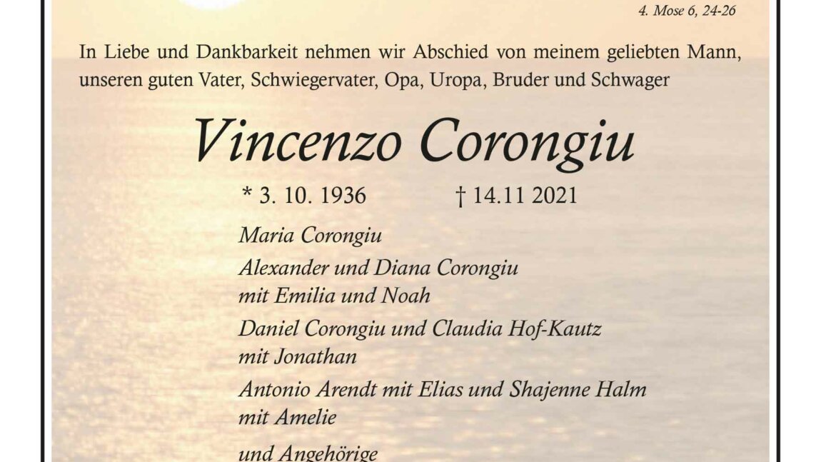 Vincenzo Corongiu † 14. 11. 2021