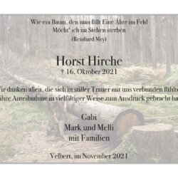 Horst Hirche -Danksagung-