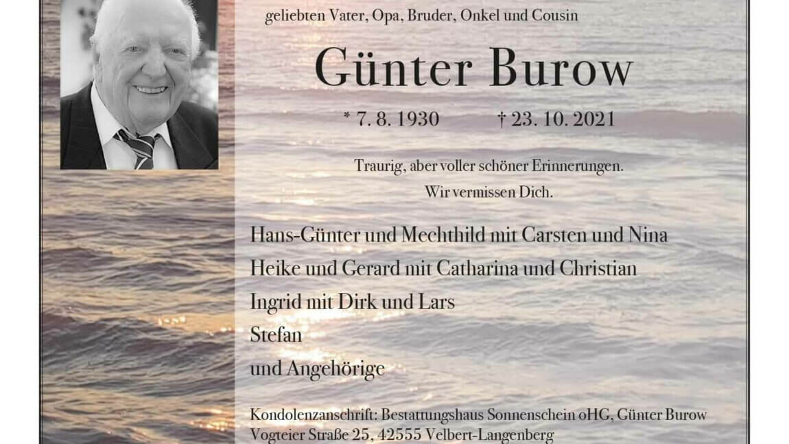 Günter Burow † 23. 10. 2021