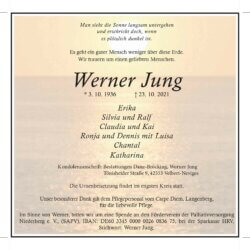 Werner Jung † 23. 10. 2021