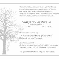 Irmgard Horstmann † 20. 12. 2021