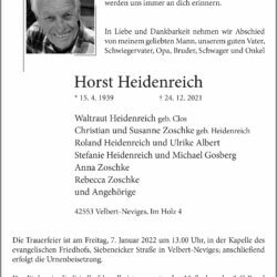 Horst Heidenreich † 24. 12. 2021