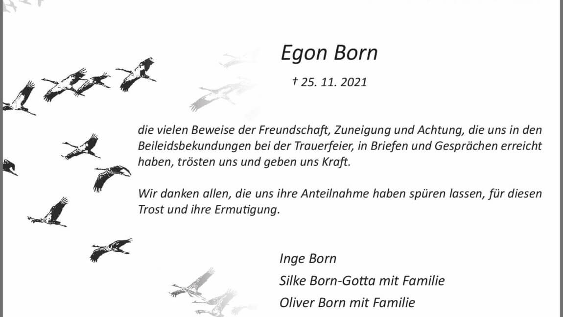 Egon Born -Danksagung-