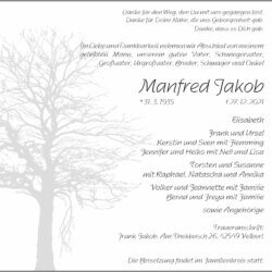 Manfred Jakob † 27. 12. 2021