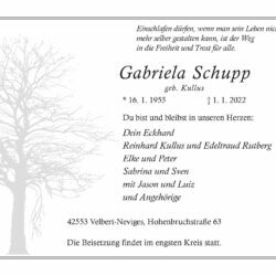 Gabriela Schupp † 1. 1. 2022