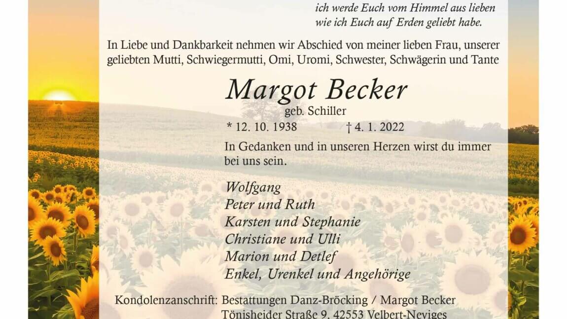 Margot Becker † 4. 1. 2022